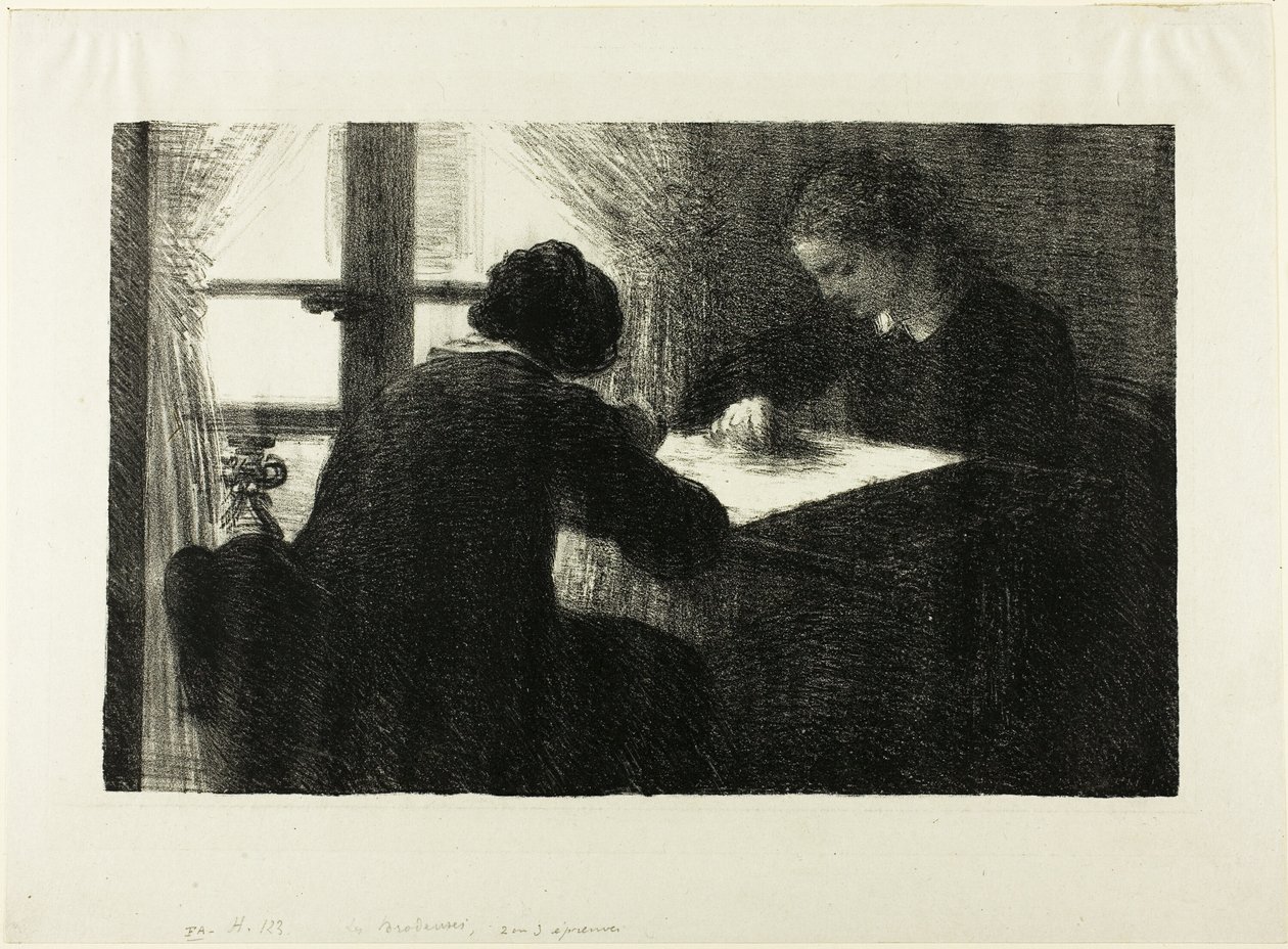 The Broiderers, andra plattan av Ignace Henri Jean Fantin Latour
