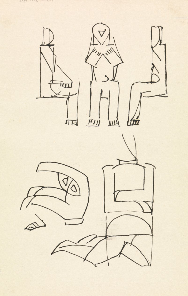 Fem figurstudier av Henri Gaudier Brzeska