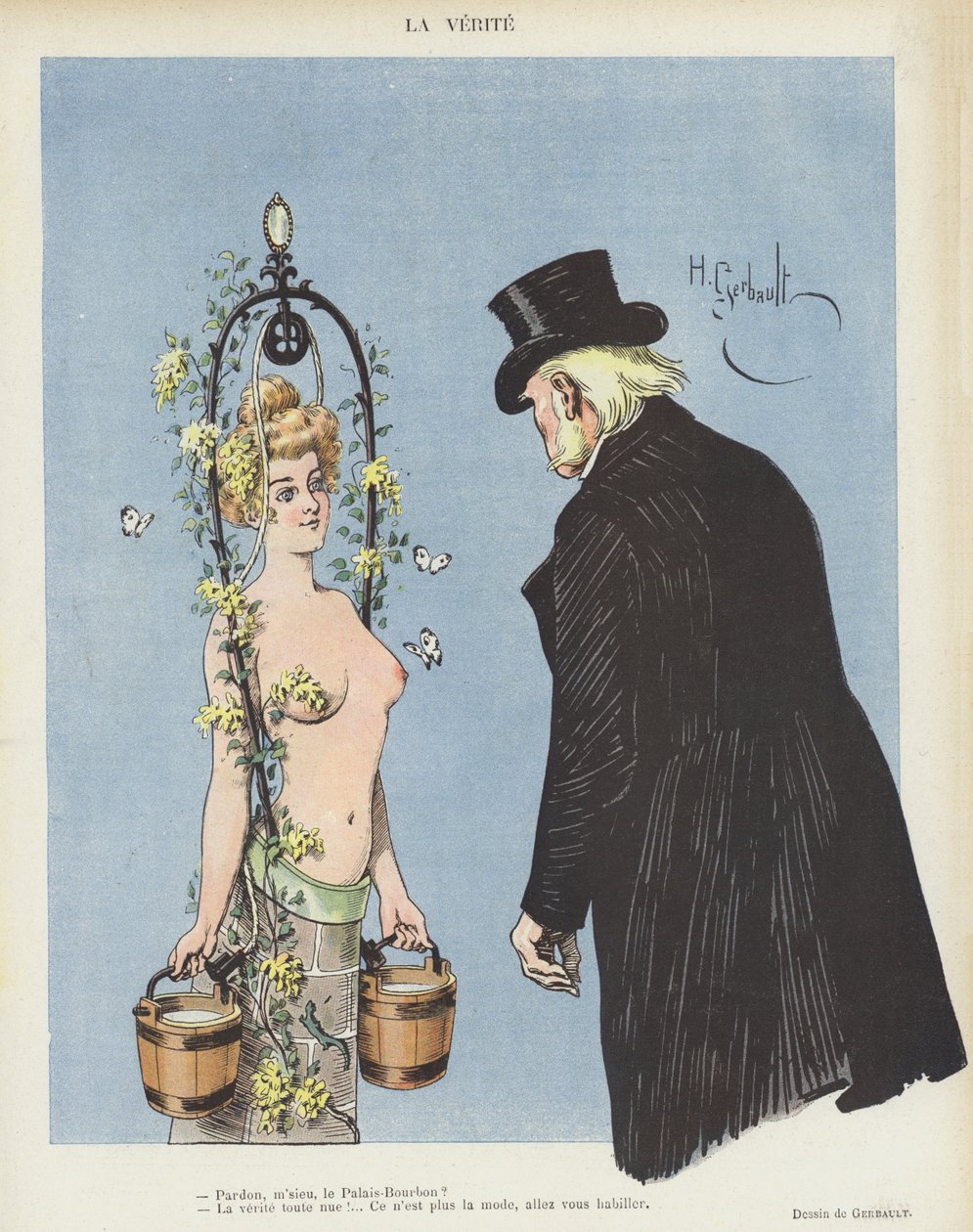 Illustration för Le Rire (färg litho) av Henri Gerbault