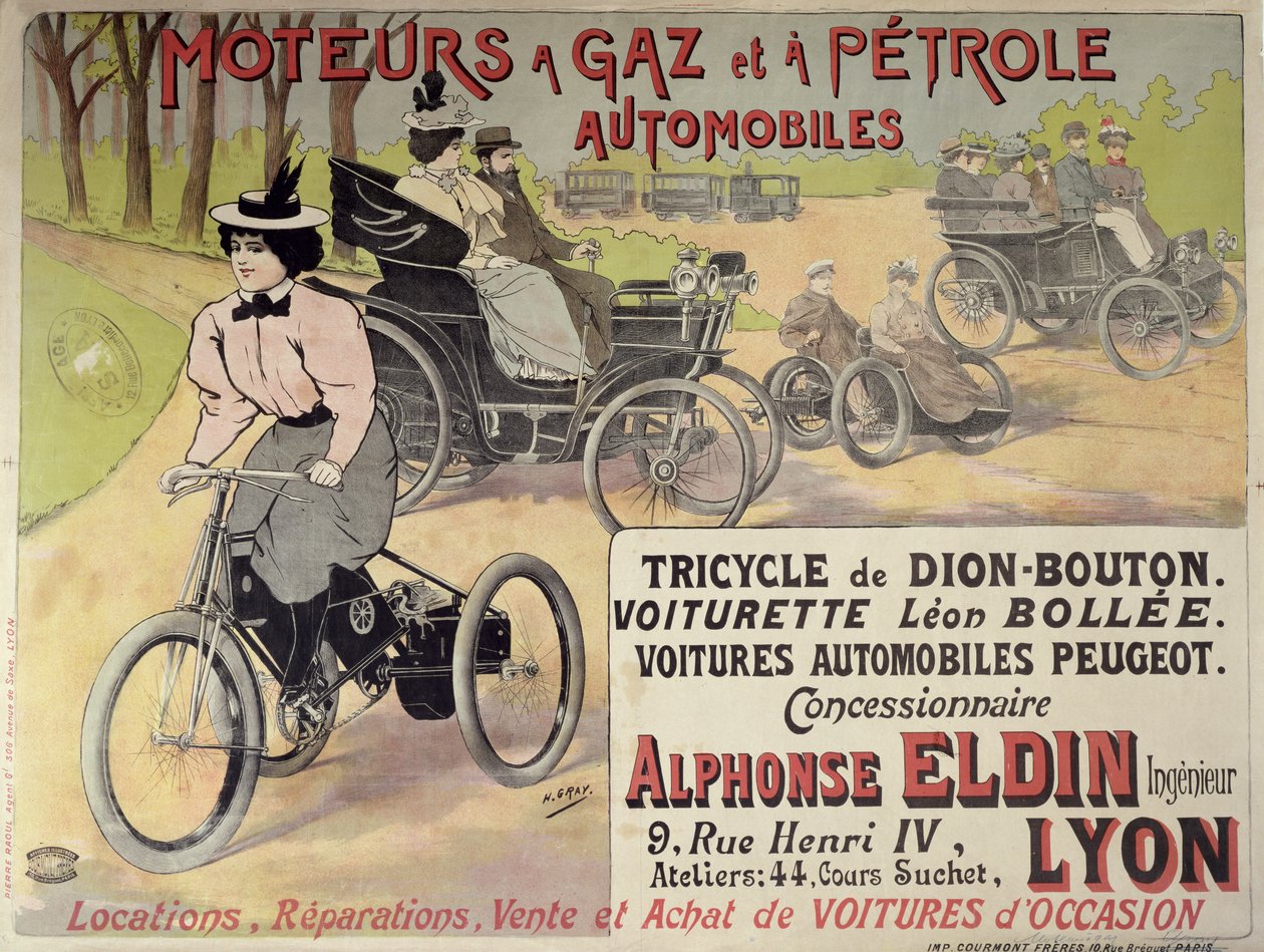 Affisch som annonserar en parisisk bilhandlare av Henri Gray