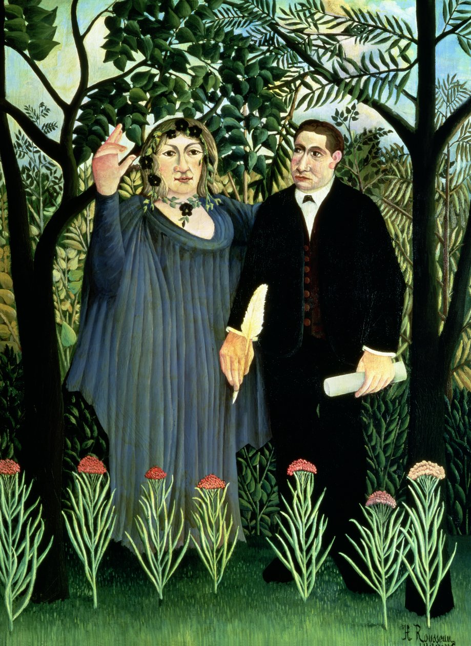 Musan som inspirerar poeten av Henri J.F. Rousseau