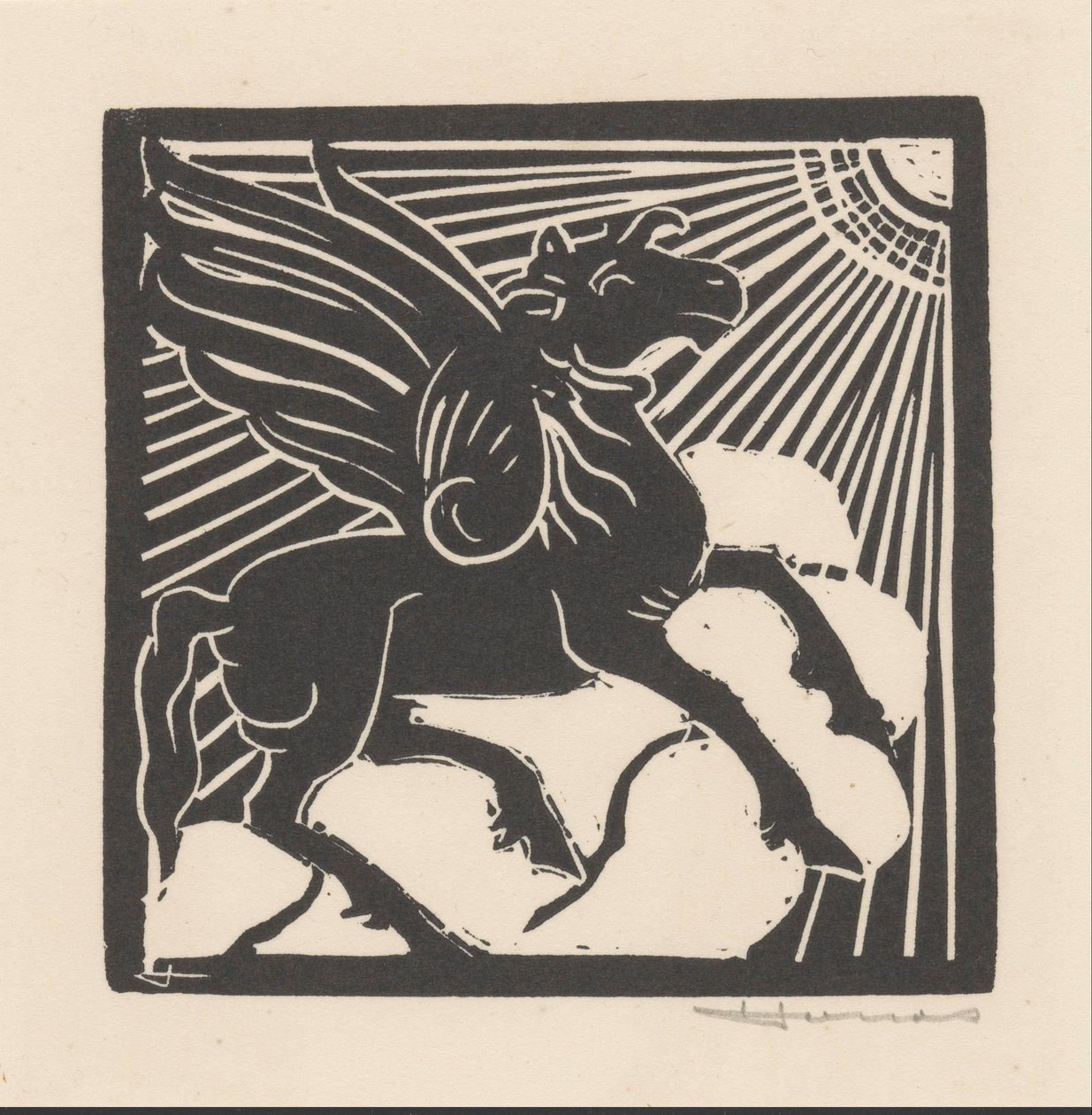 bevingad häst av Henri Jonas (signed by artist)