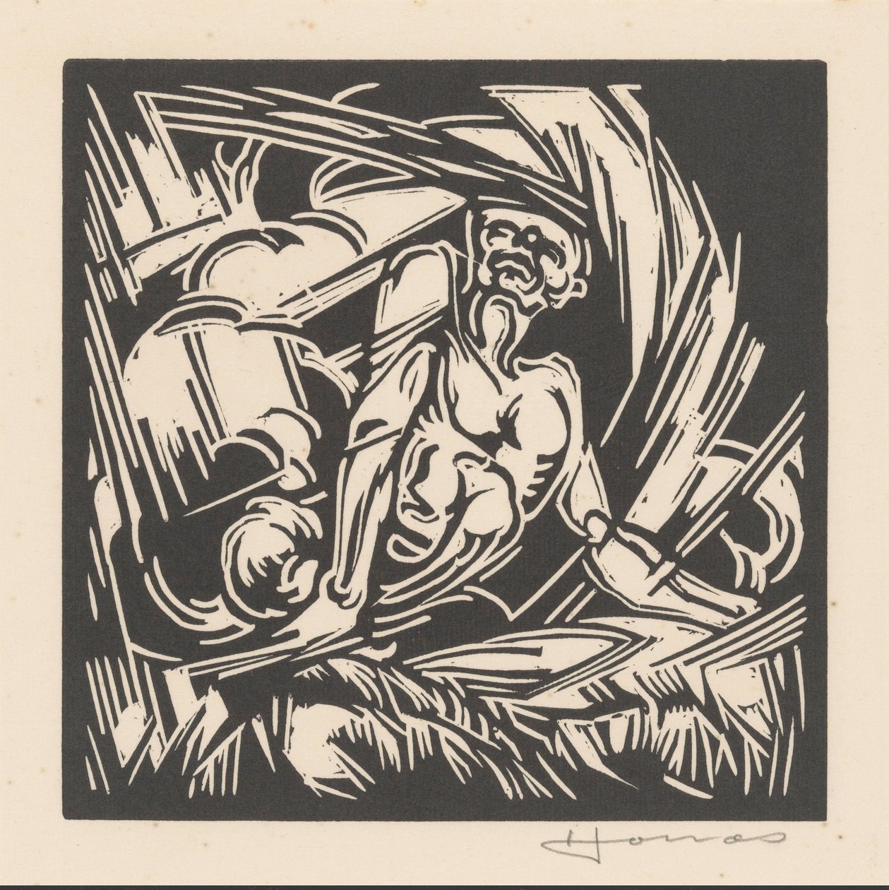 Personifiering av vinden av Henri Jonas (signed by artist)