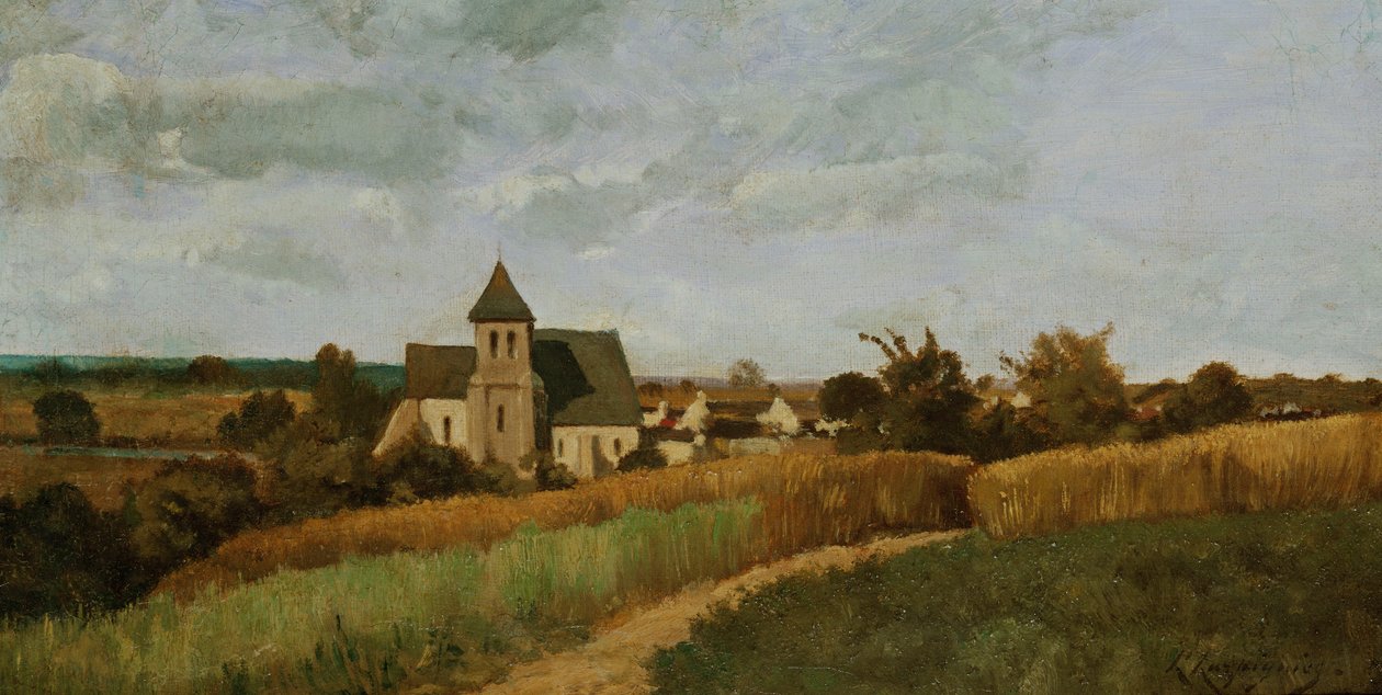 En by vid skördetid av Henri Joseph Harpignies