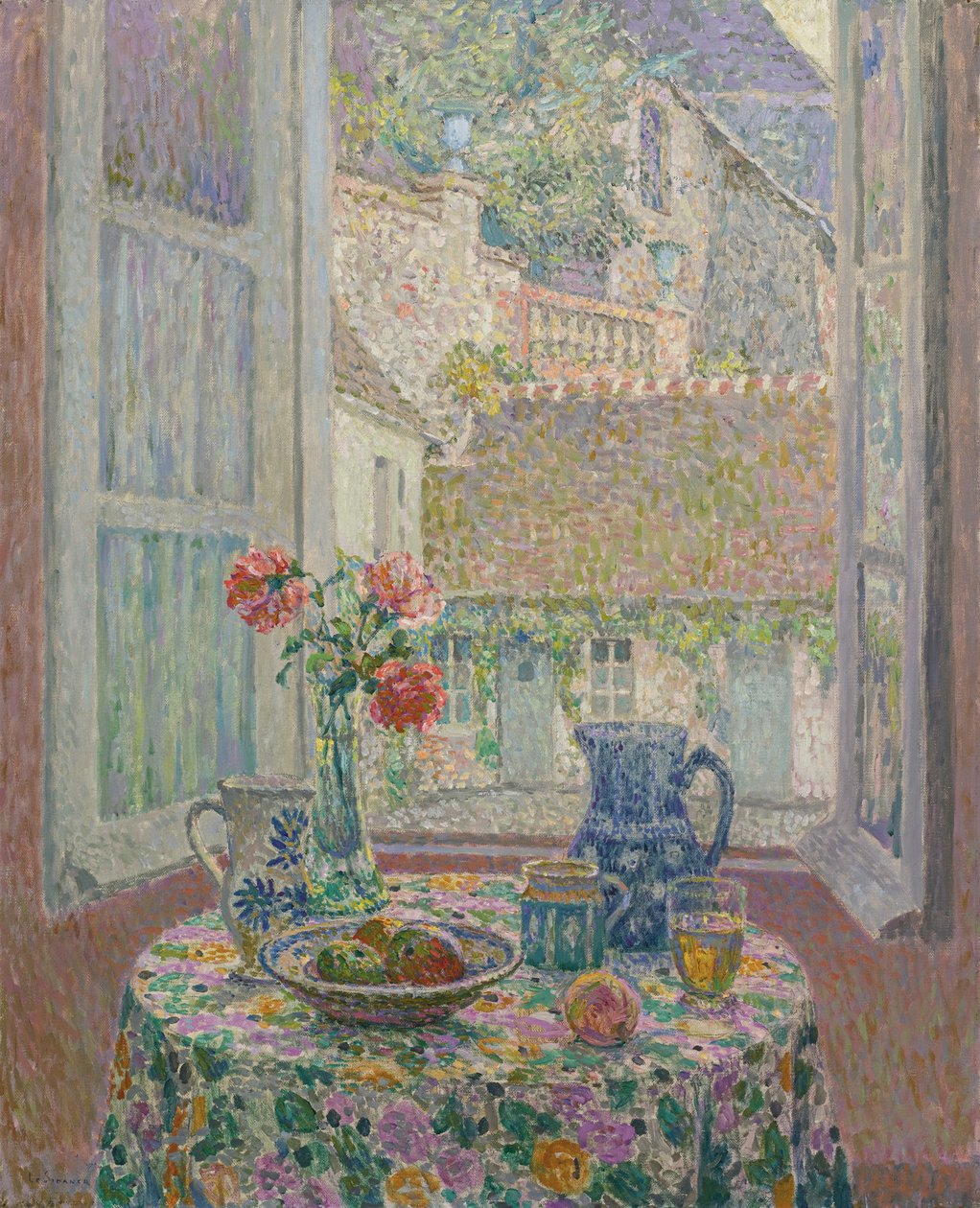 Bord med utsikt över innergården, 1926 av Henri Le Sidaner