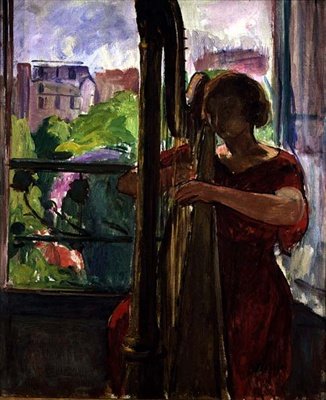 Harpisten (olja på duk) av Henri Lebasque