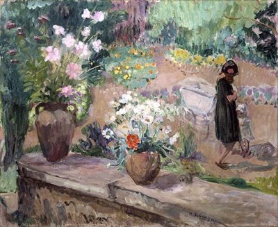 Woman in the Garden (olja på duk) av Henri Lebasque