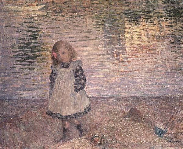 Ung flicka på stranden av Henri Lebasque