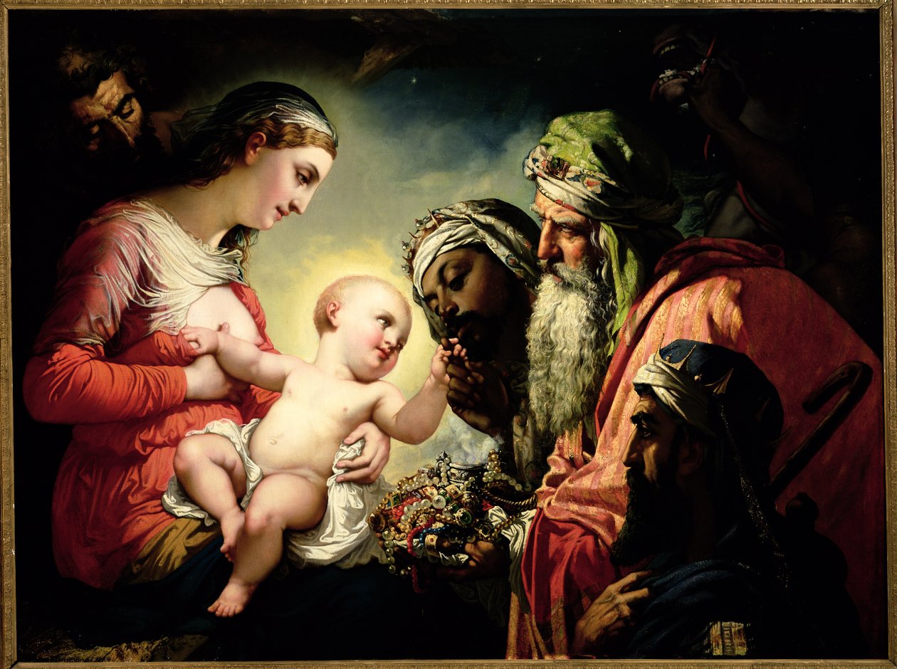 Tillbedjan av Magi, 1854 av Henri Lehmann