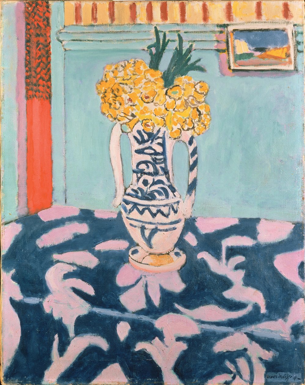 Cowslips på blått och rosa tyg av Henri Matisse