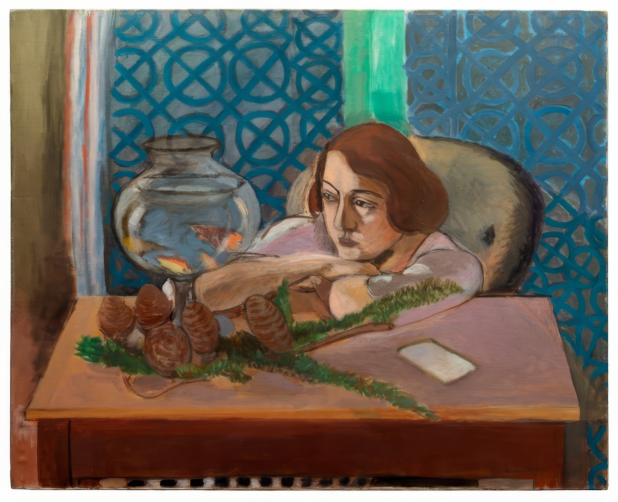 Kvinna framför ett akvarium av Henri Matisse