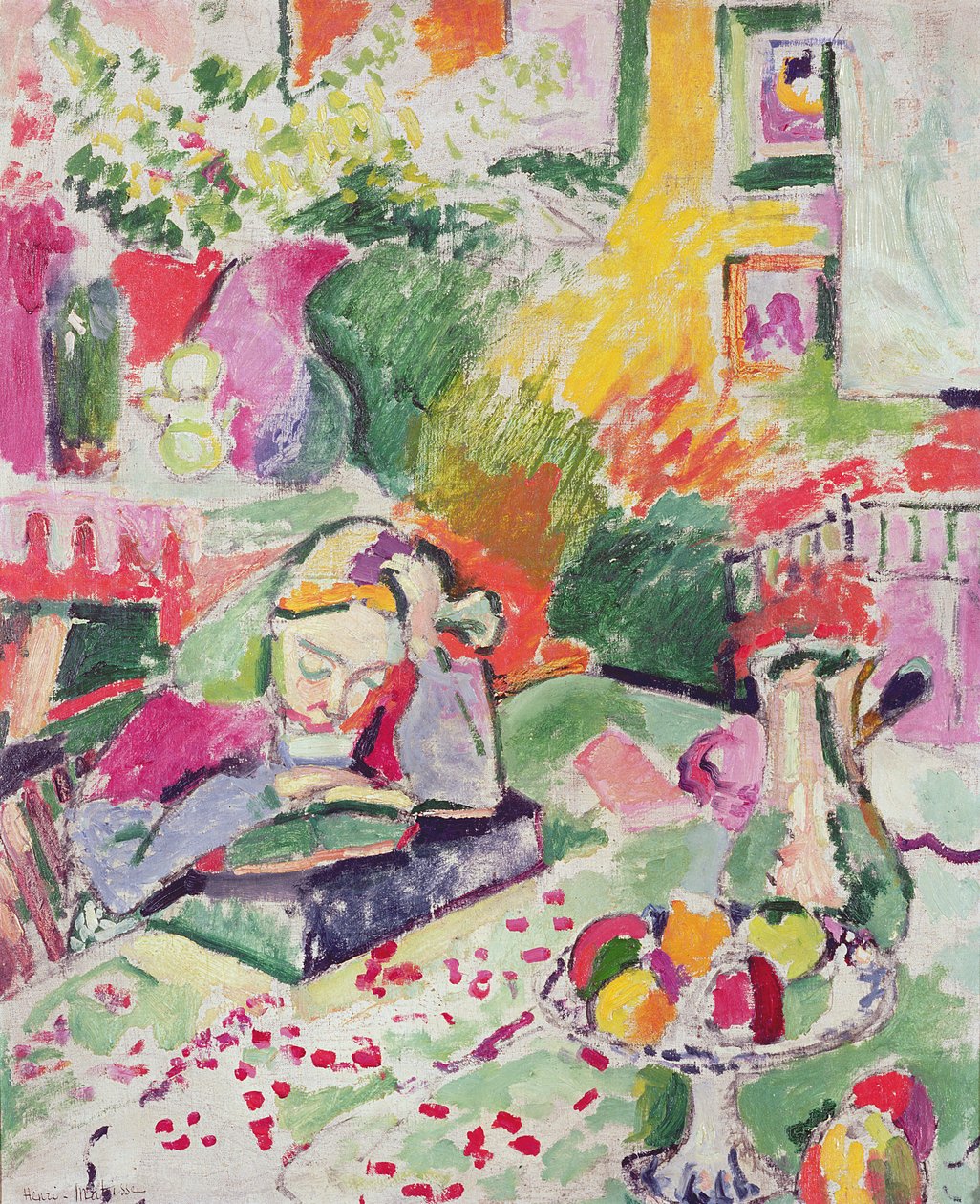 Läsande flicka (olja på duk) av Henri Matisse