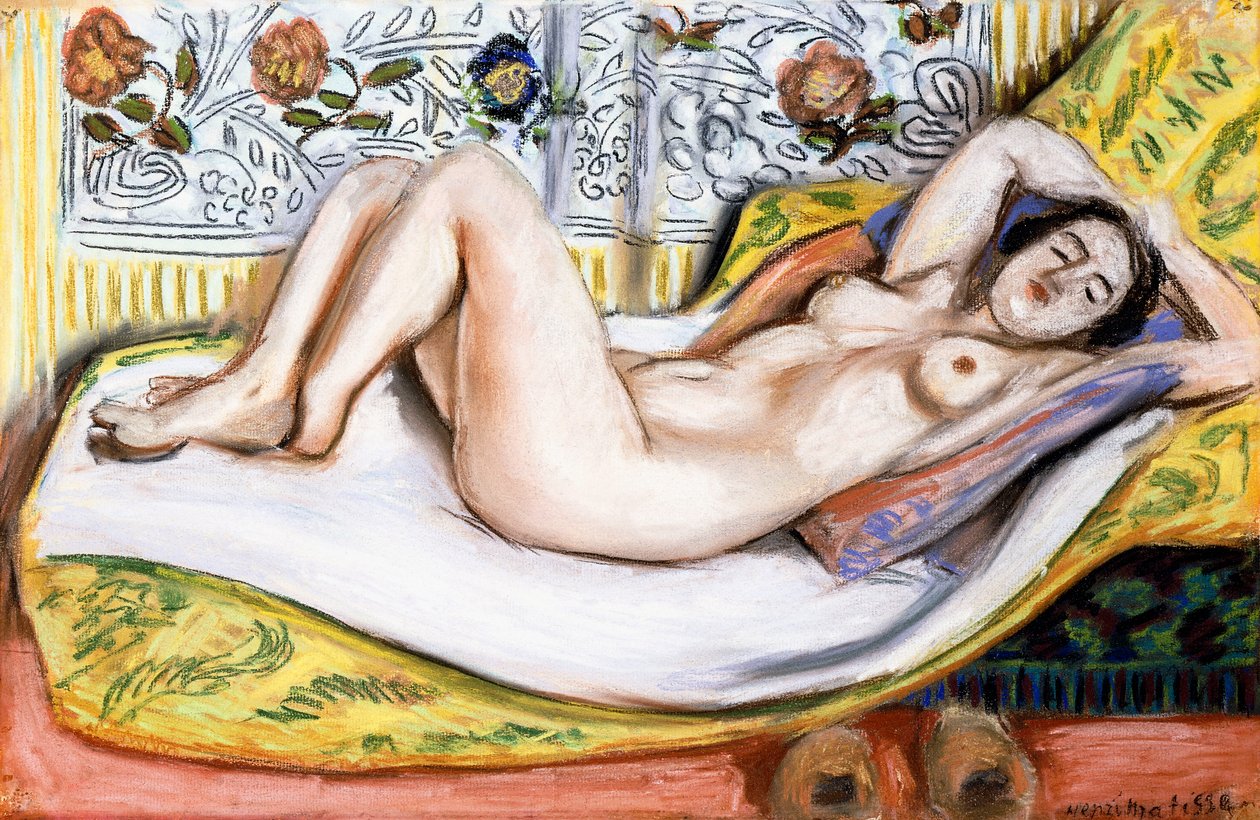 Naken på en gul soffa av Henri Matisse