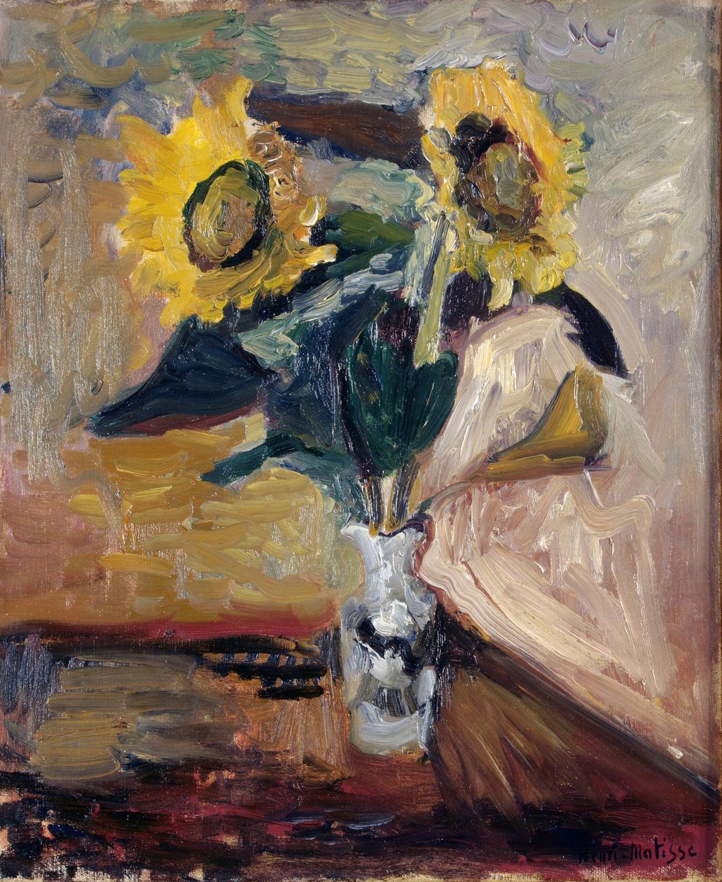 Solrosor i en vas av Henri Matisse