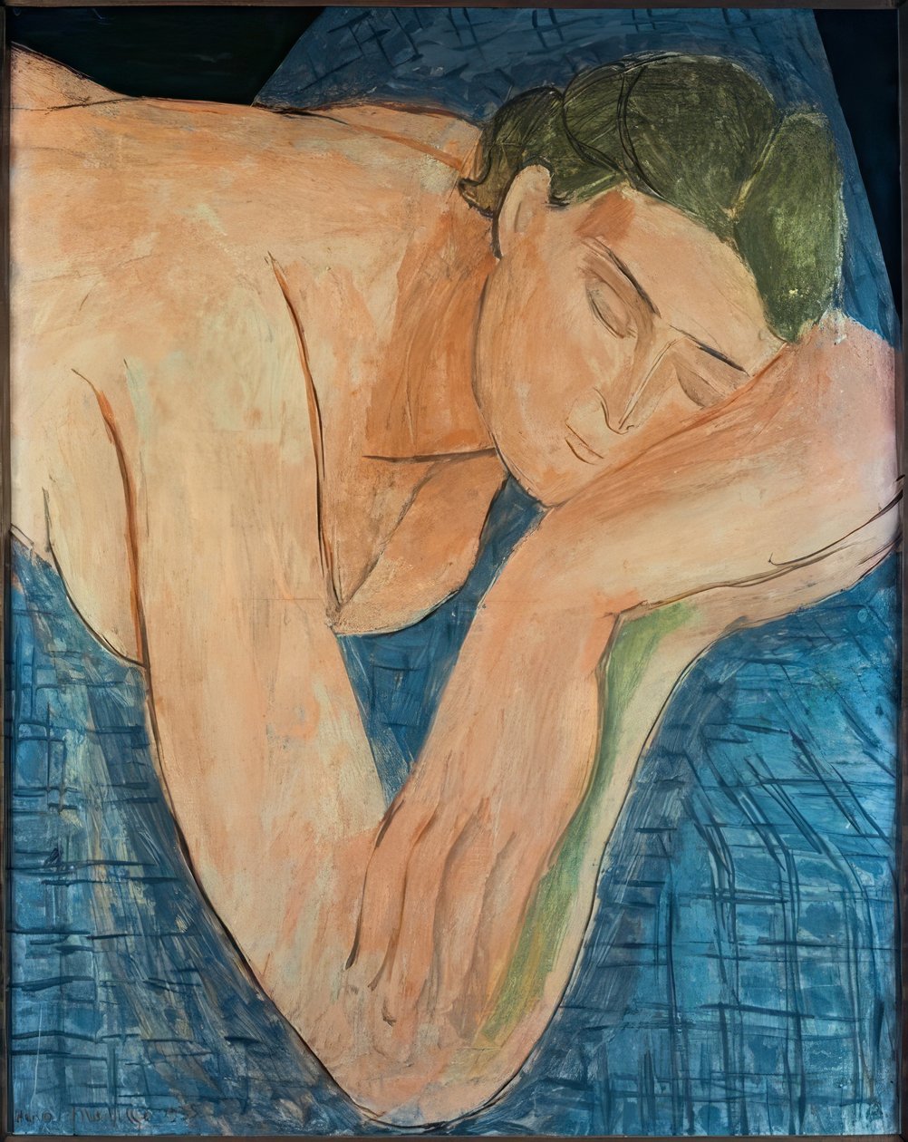 The Dream (Figur som sover på blå mark) av Henri Matisse
