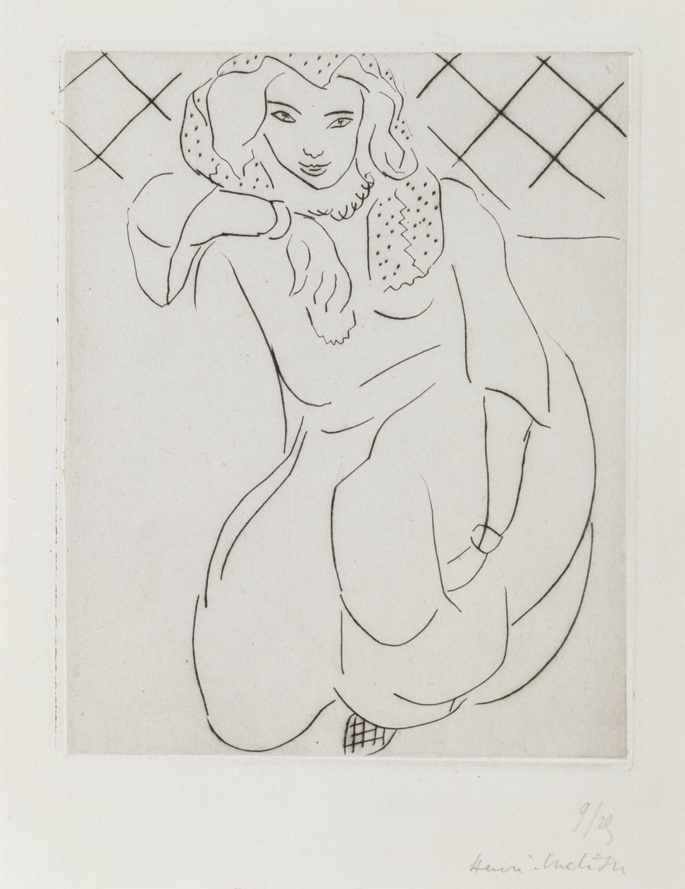 Beslöjad orientalisk kvinna knäböjande av Henri Matisse