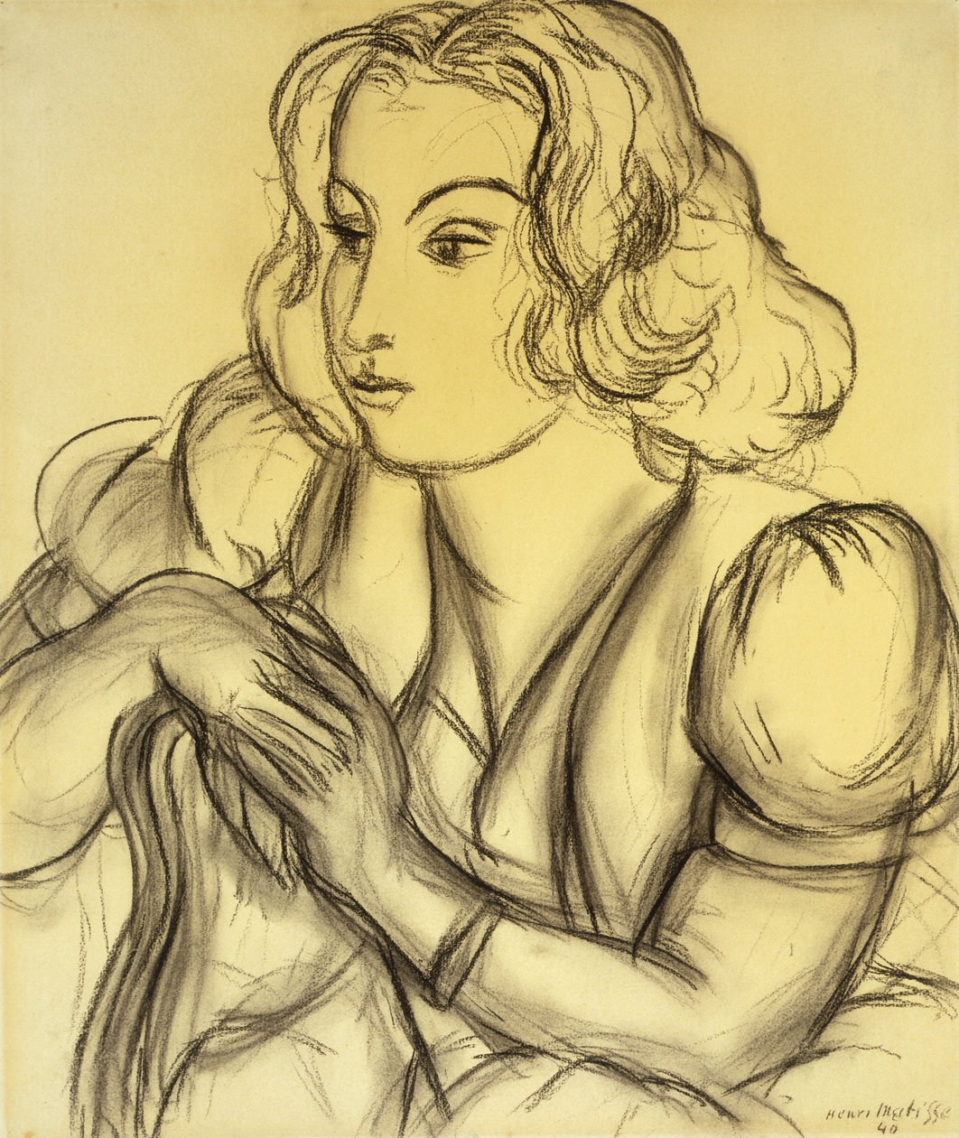 Kvinna som lutar sig; Femme Accoudee av Henri Matisse
