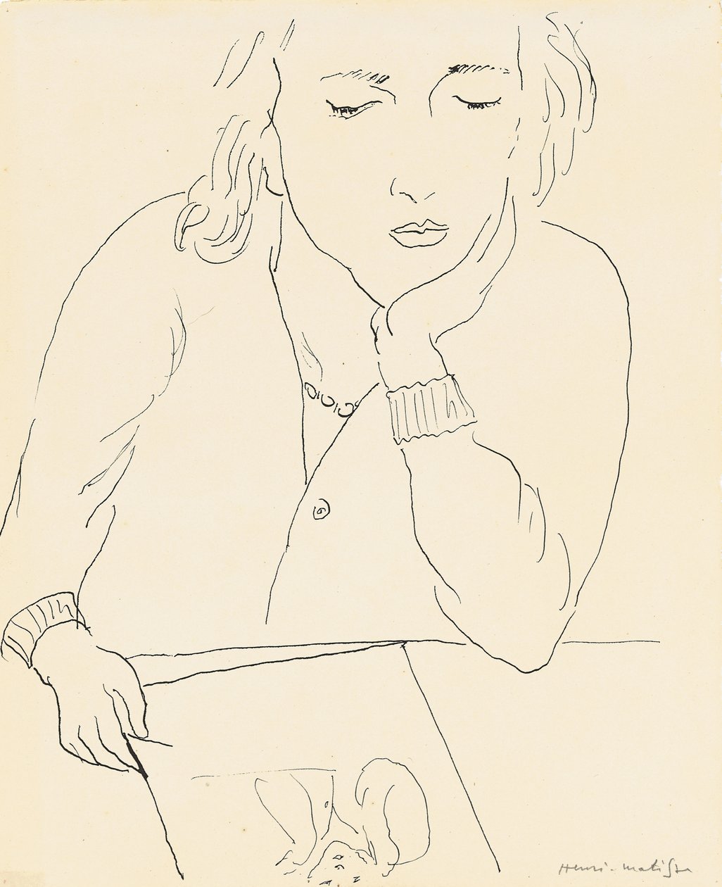 Kvinna som läser (penna och bläck på papper) av Henri Matisse