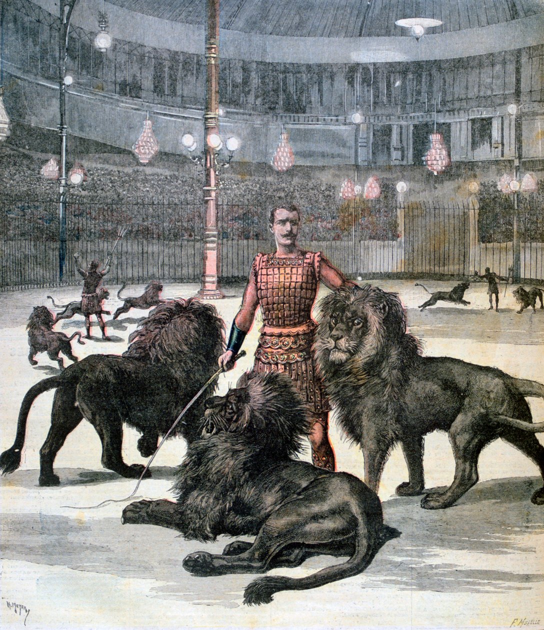 Lejontämning på Lhipodrome, Paris, 1891 av Henri Meyer