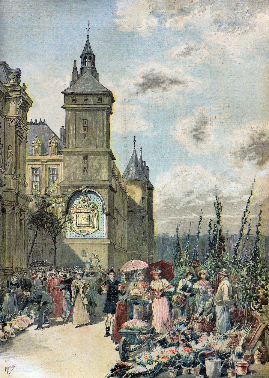 Blomstermarknaden i Paris av Henri Meyer