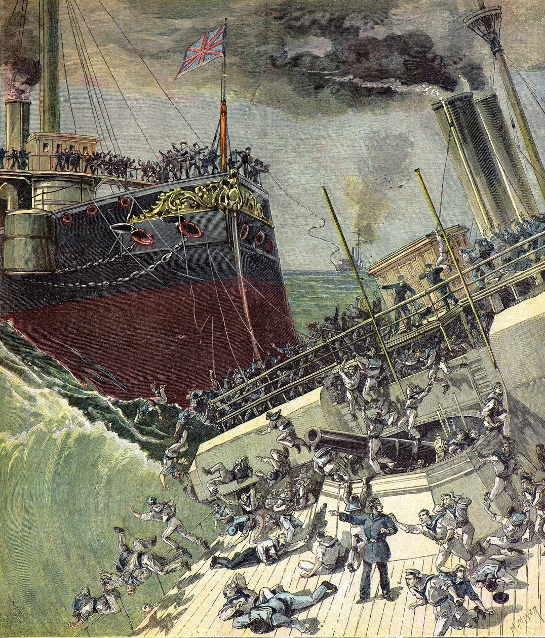 Det engelska fartyget HMS Camperdown av Henri Meyer