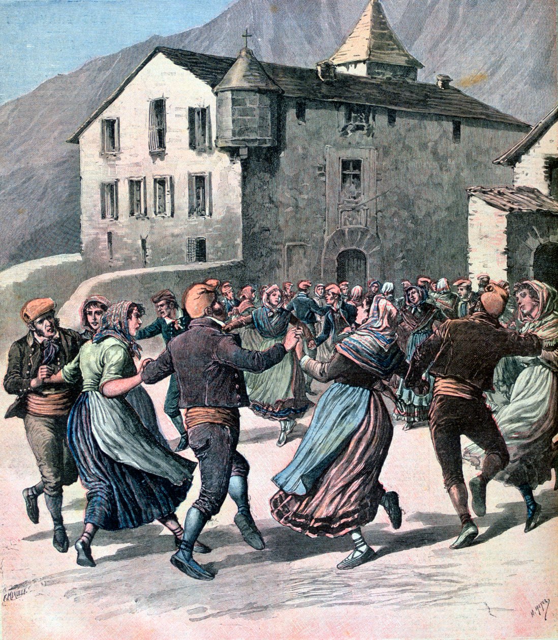The Farandole, Andorra, 1891 av Henri Meyer