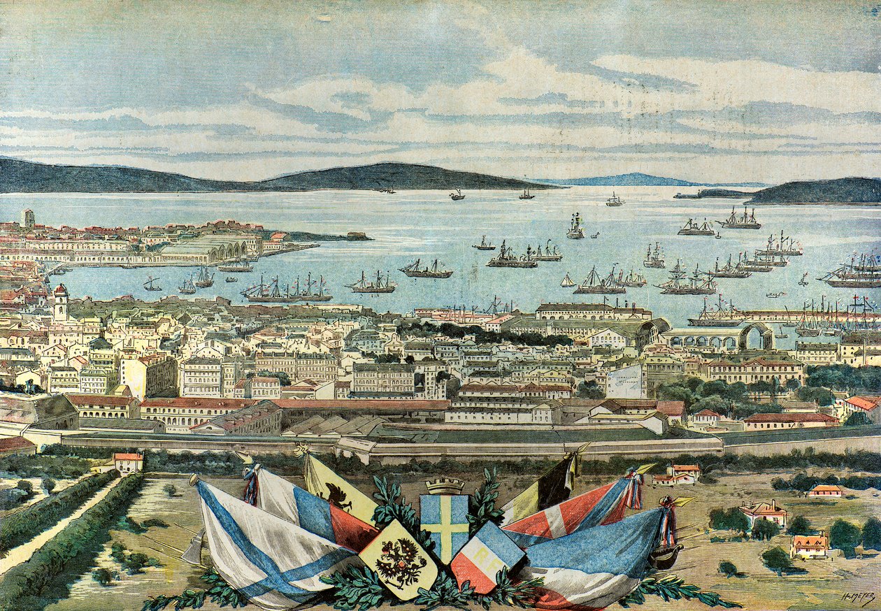 Utsikt över Toulons hamn av Henri Meyer