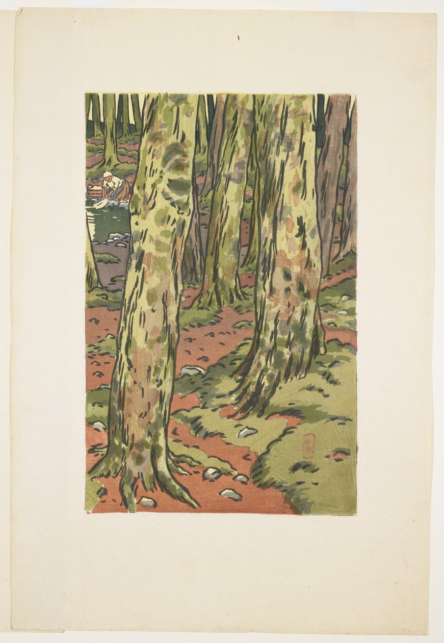 Tvättstuga i skogen i Loguivy av Henri Rivière