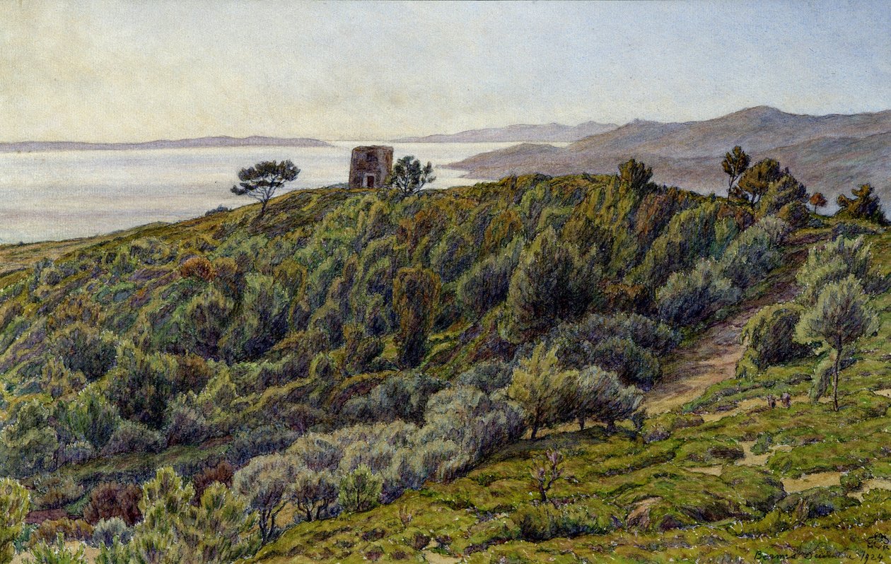 Gamla tornet och öarna Hyeres av Henri Rivière