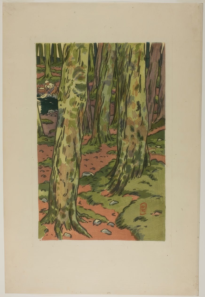 Tvättstuga i skogen i Loguivy av Henri Rivière