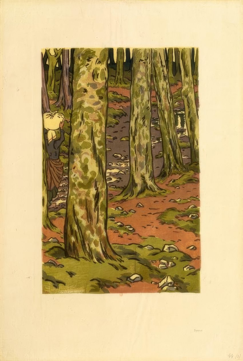 Tvättstuga i skogen i Loguivy av Henri Rivière