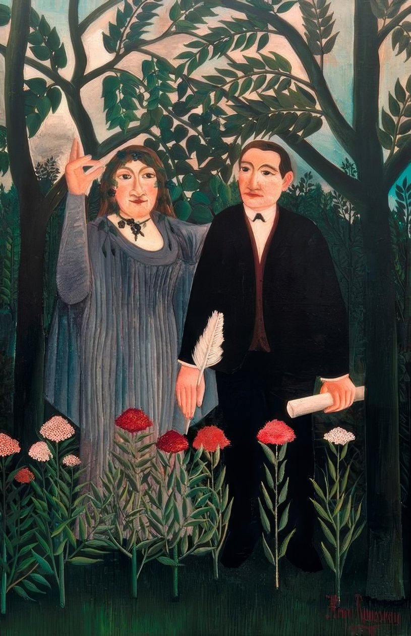 Musan som inspirerar poeten av Henri Rousseau
