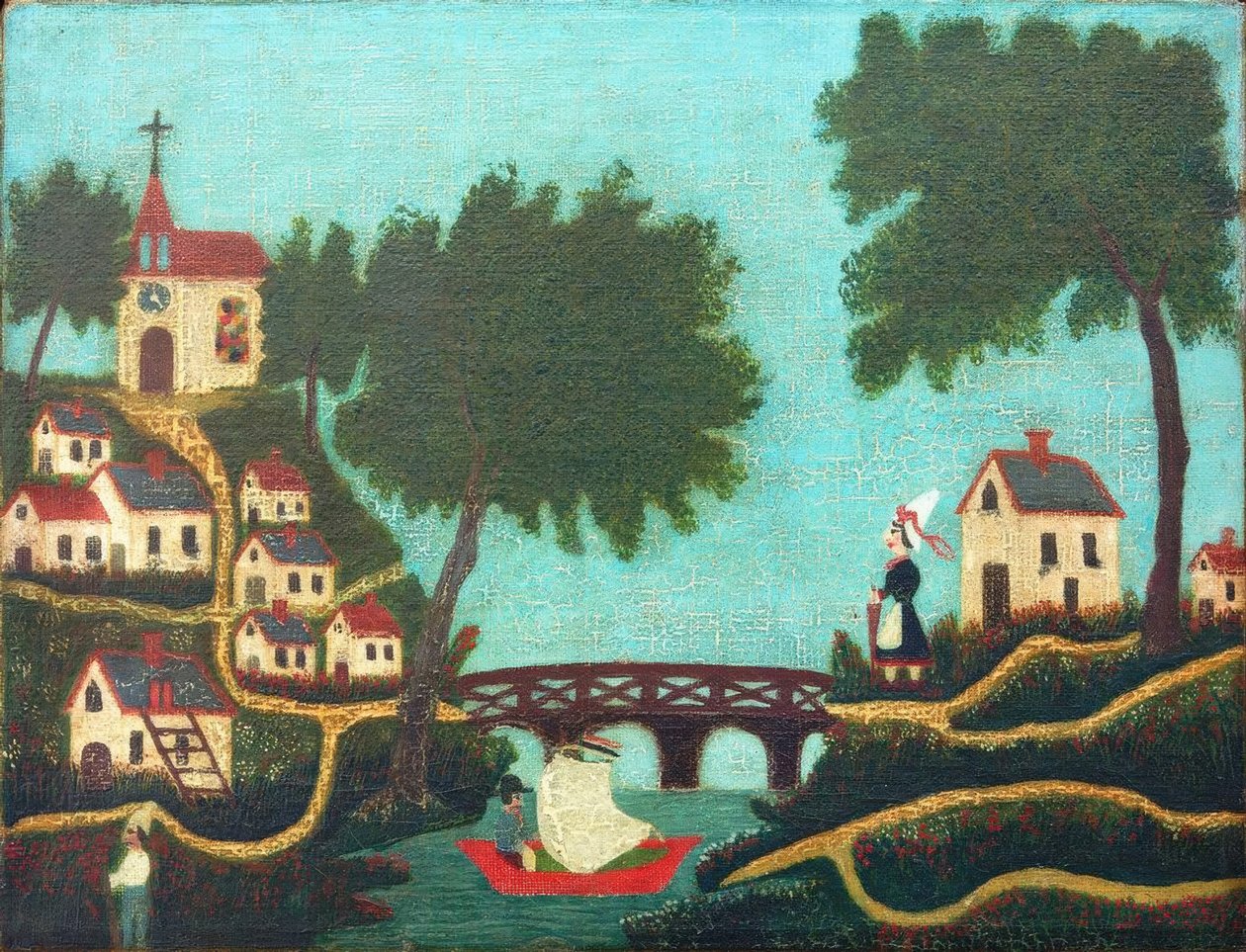 Landskap, bron av Henri Rousseau