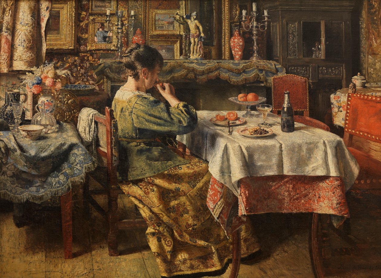 The Meal (olja på duk) av Henri de Braekeleer