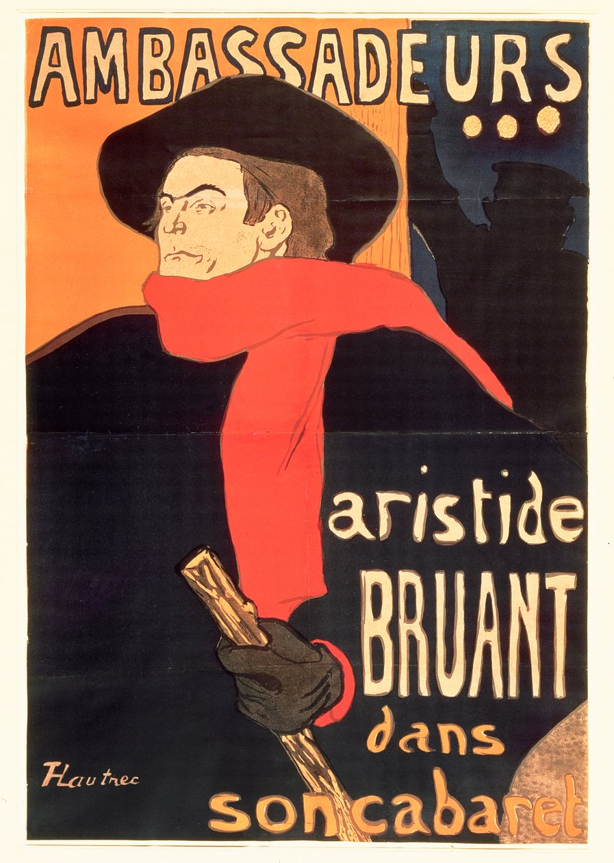 Ambassadörer: Aristide Bruant, 1892 av Henri de Toulouse Lautrec