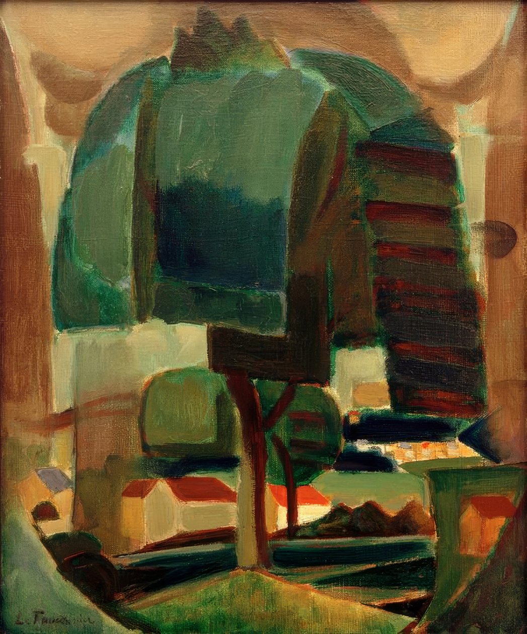 Paysage (liggande) av Henri Victor Gabriel Le Fauconnier