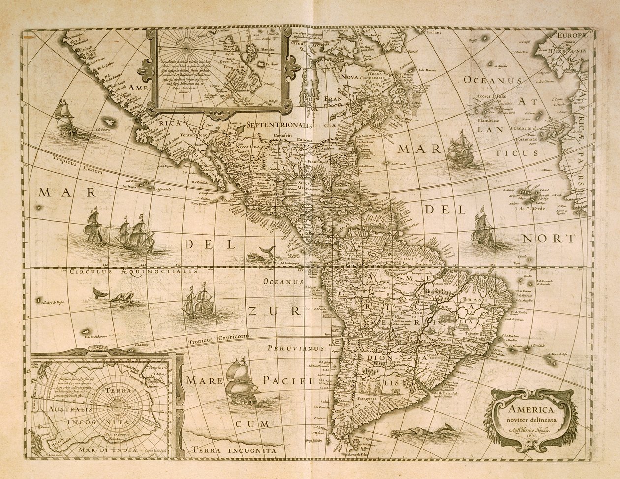 Karta över Amerika av Henricus Hondius av Henricus Hondius