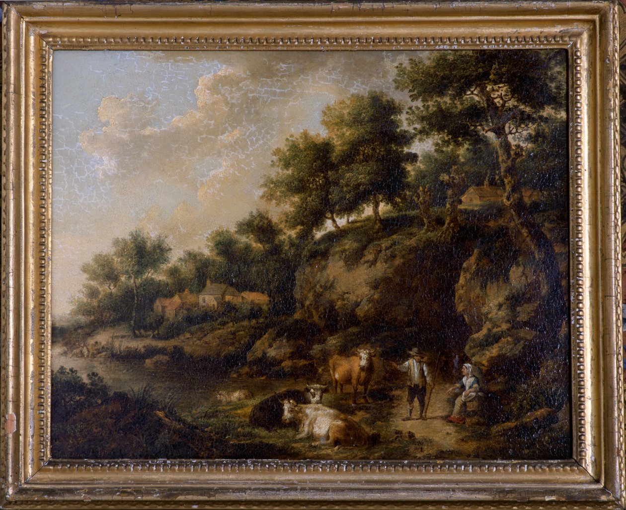 Landskap med koherde (olja på duk) av Henricus Josephus Antoniessen
