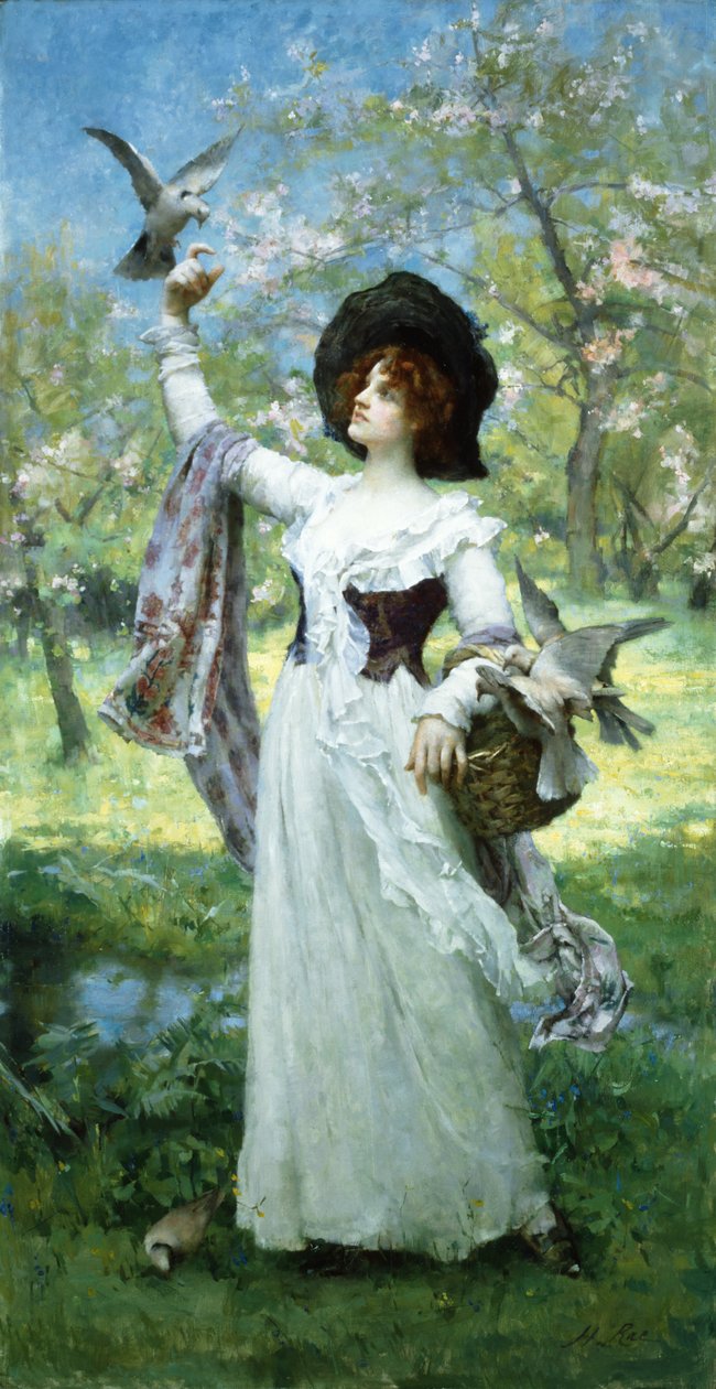 Fjäder (olja på duk) av Henrietta Rae