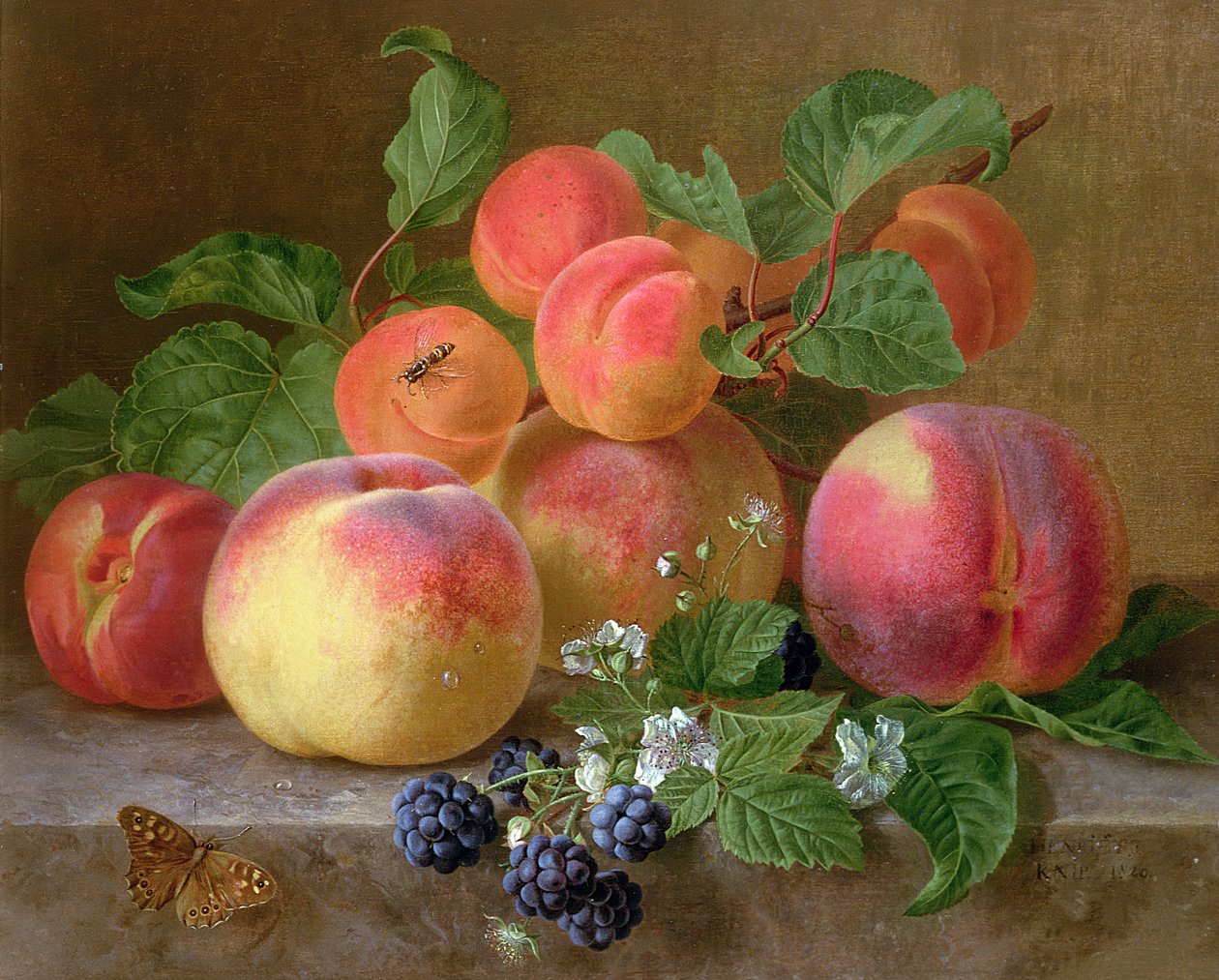 Stilleben av persikor av Henriëtte Ronner Knip