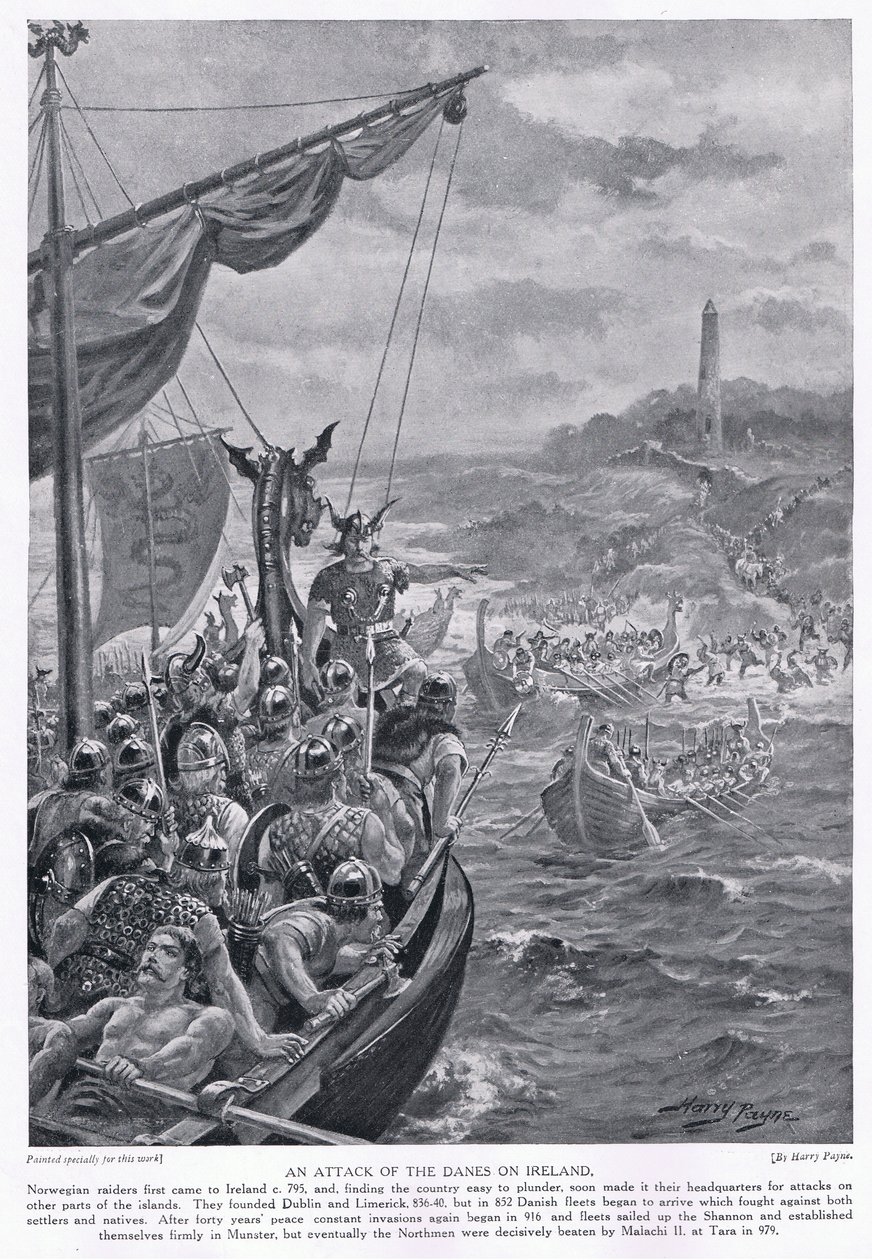 Danskarnas angrepp på Irland omkring år 795 e.Kr., 1920-talet av Henry A. Payne