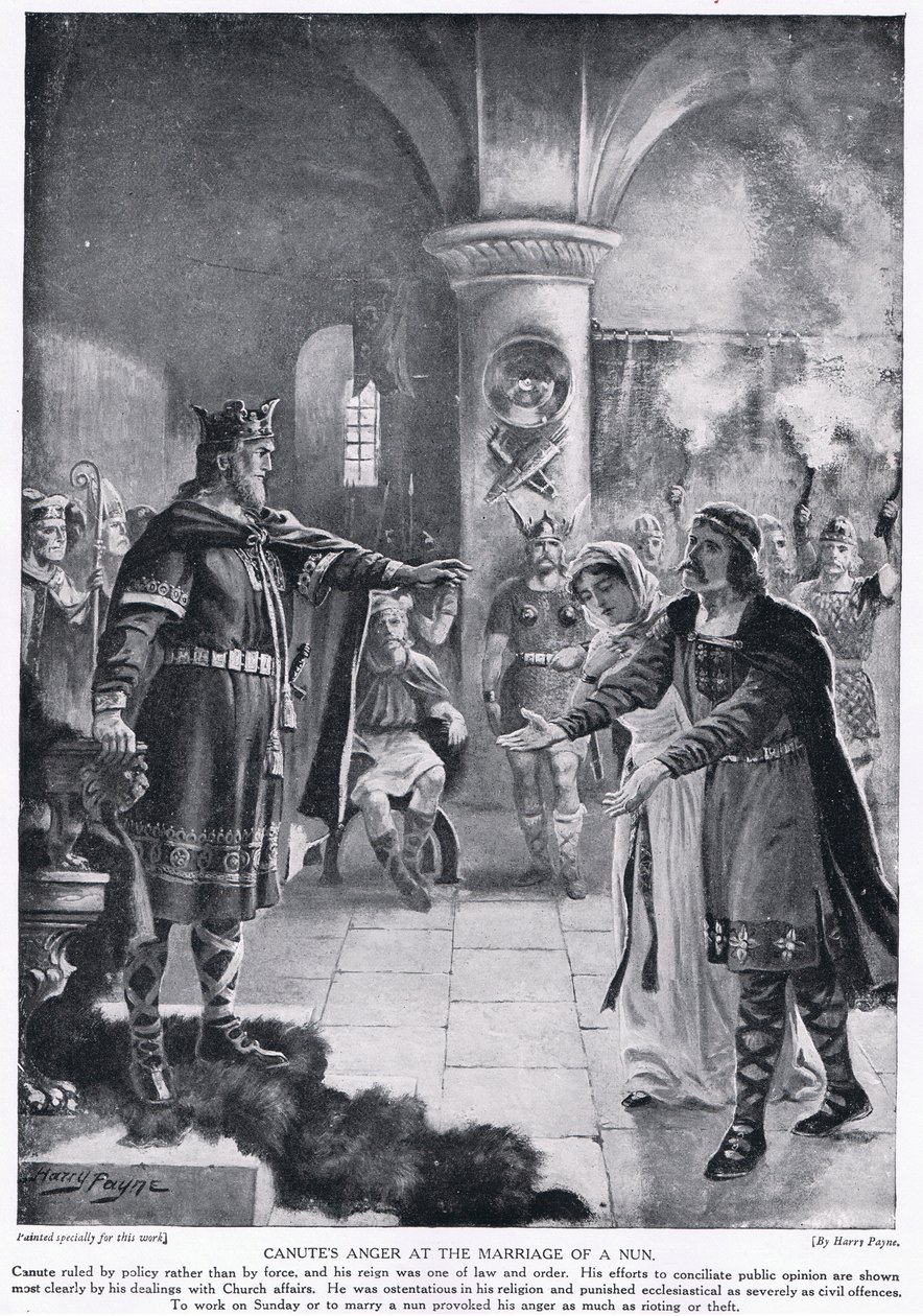 Canutes ilska över en nunnas giftermål, 1920-talet av Henry A. Payne