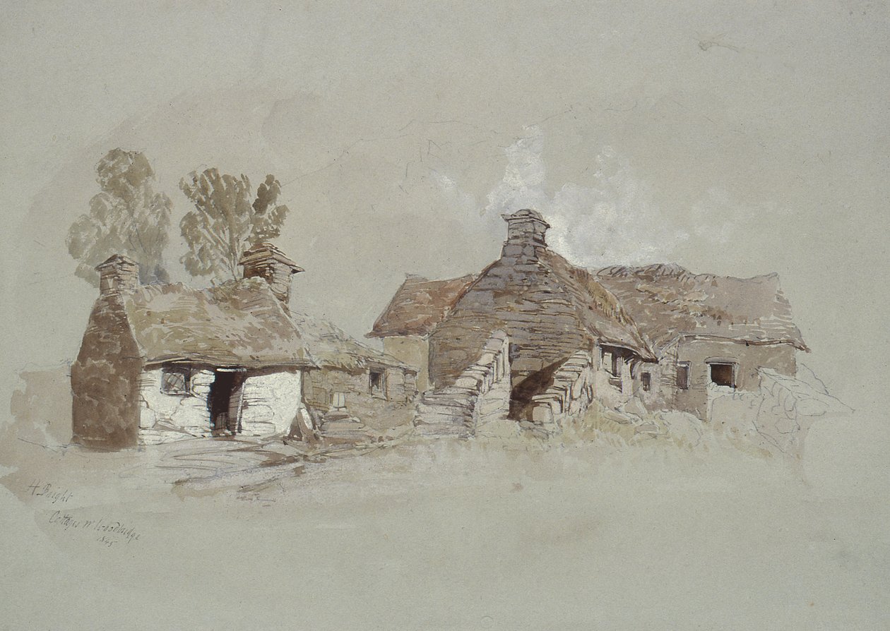 Stugor nära Woodbridge, Suffolk, 1800-talet av Henry Bright