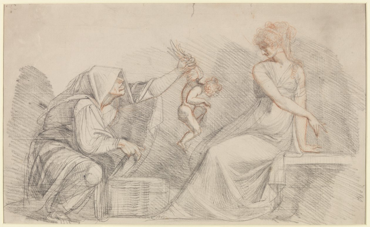 Försäljning av Cupids, ca 1776 (röd och svart krita med grafit på papper) av Johann Heinrich Füssli