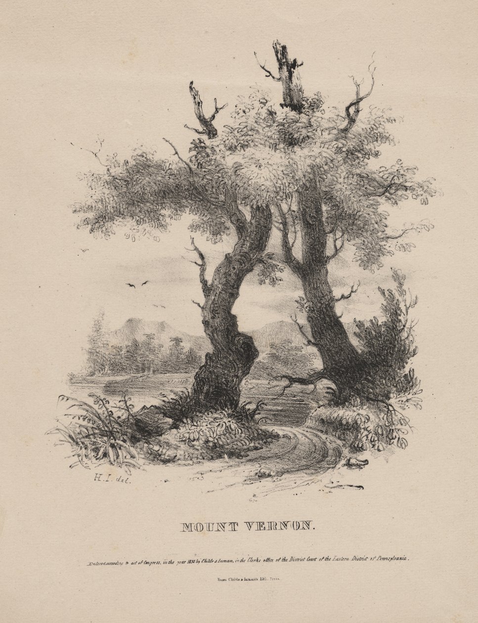 Mount Vernon, lito av Childs und Inman, 1832 av Henry Inman