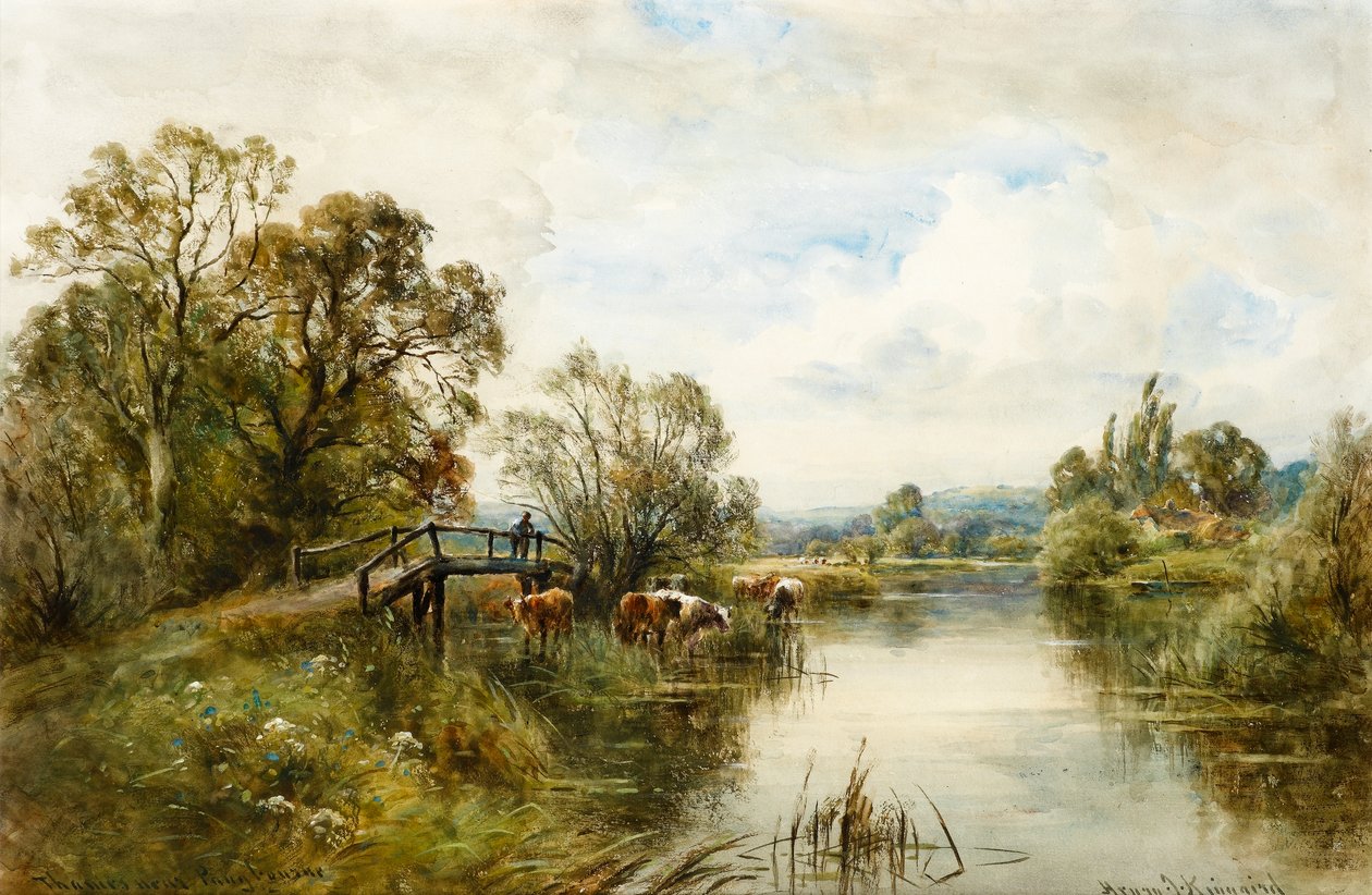 På Themsen vid Pangbourne (wc på papper) av Henry John Kinnaird