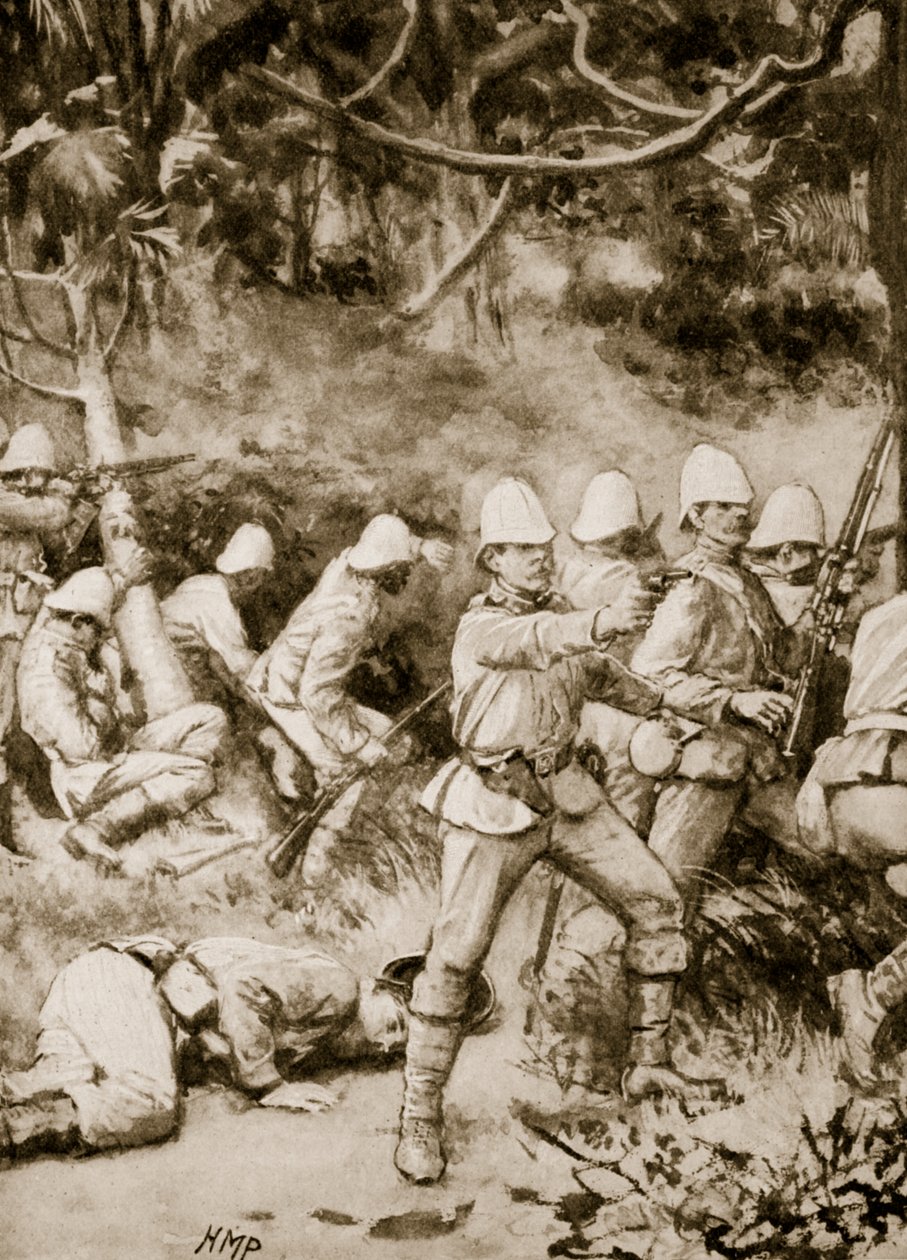 Slåss en väg genom skogen på väg till Coomassie av Henry Marriott Paget