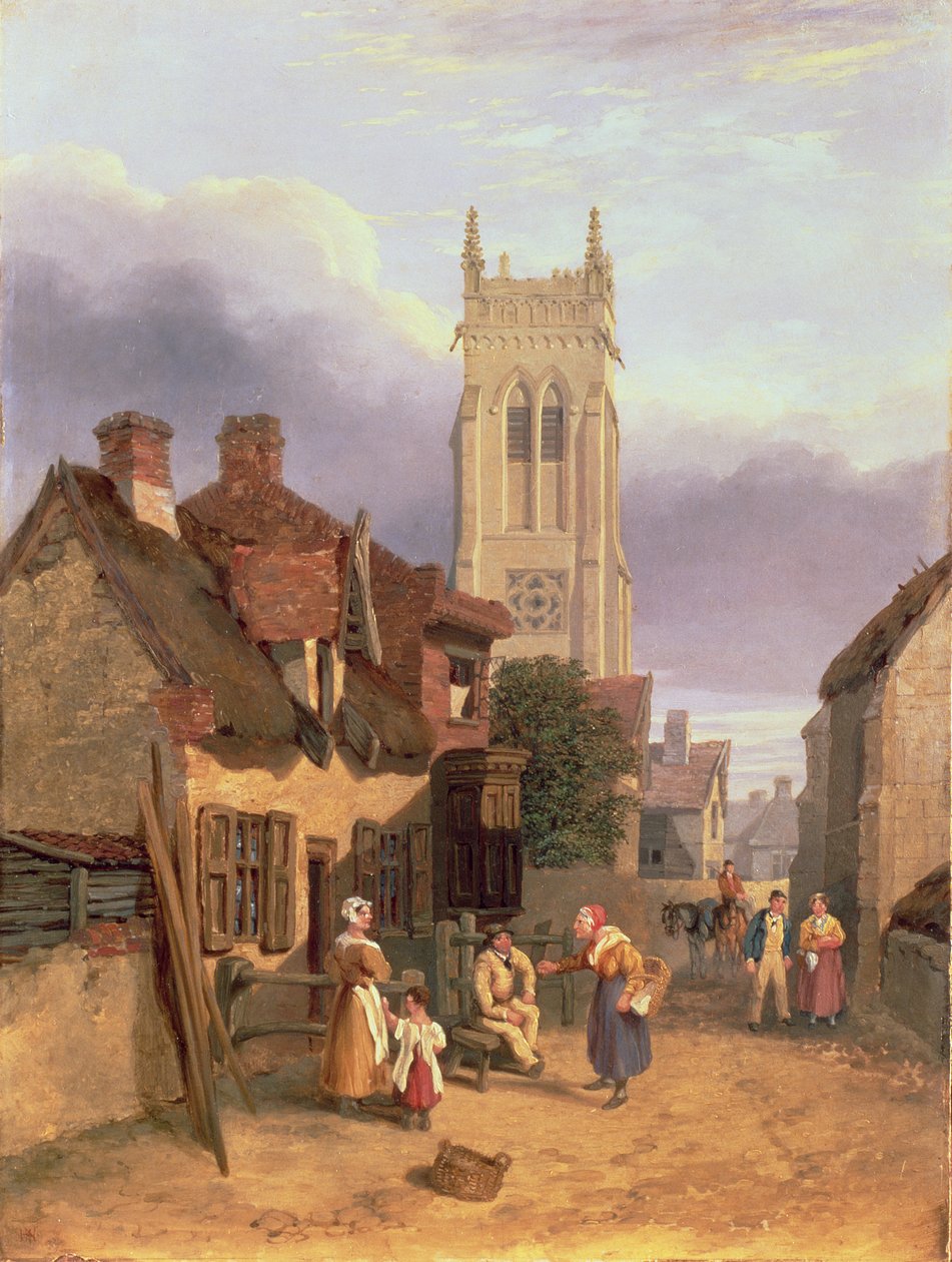 Cromer Church, Norfolk (olja på kvarnskiva) av Henry Ninham