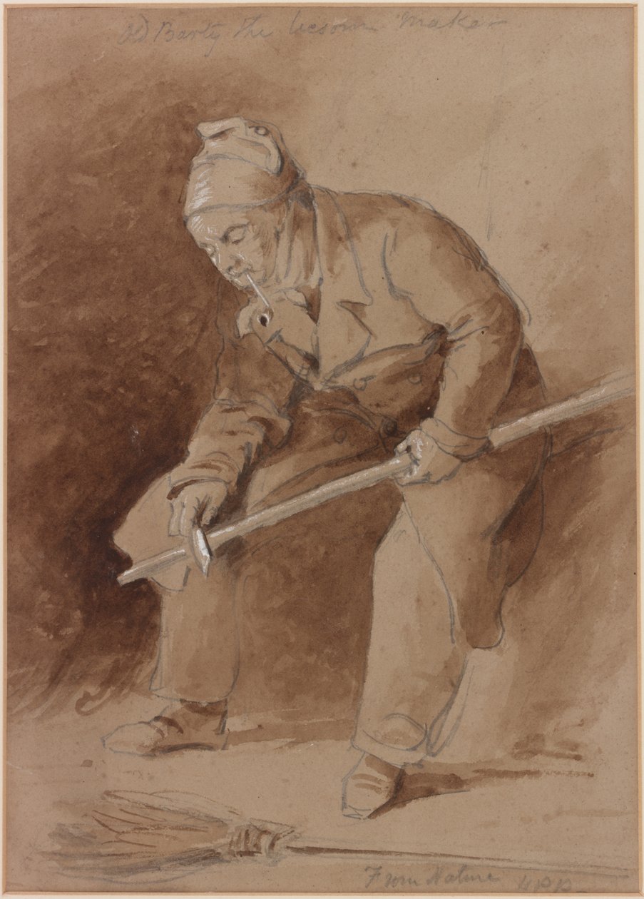 Gamle Barty the Besom Maker (bc, penna och wc på papper) av Henry Perlee Parker