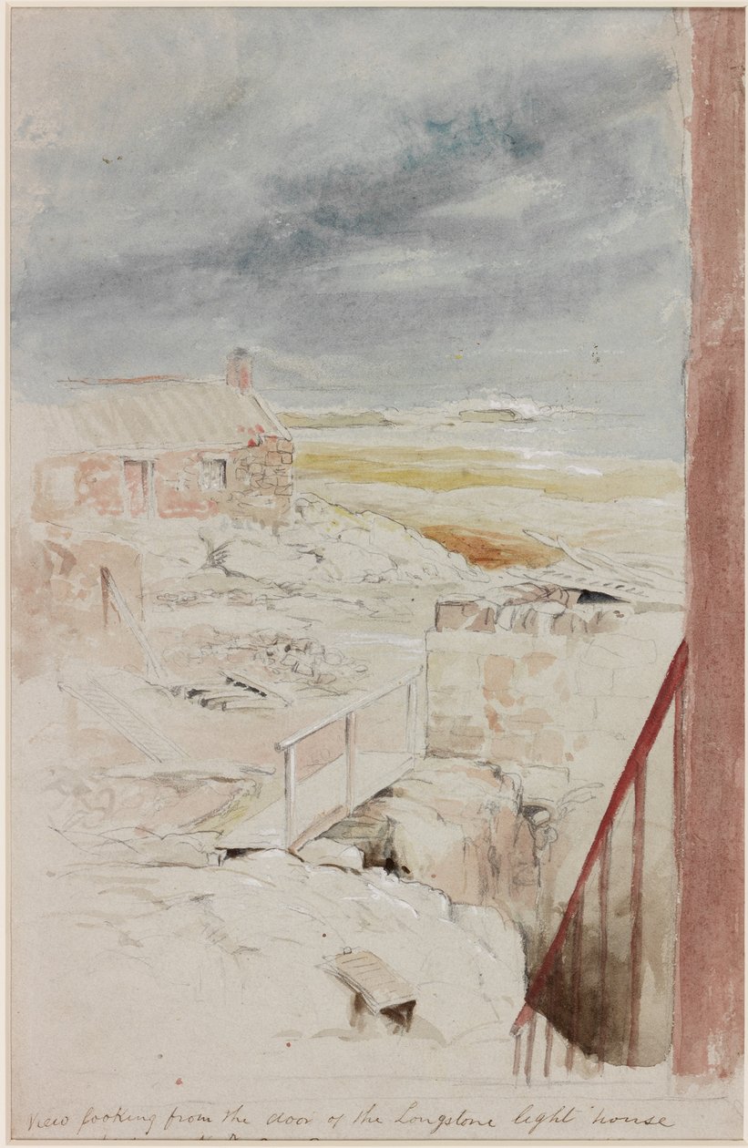 Utsikt från Longstone fyr, 1838 (bc, penna och wc på papper) av Henry Perlee Parker
